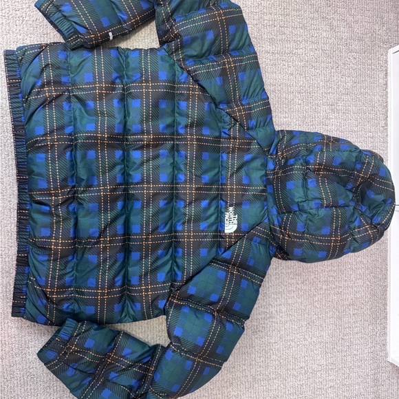 The North Face Blue and Black Plaid Puffer Jacket - Picture 4 of 5